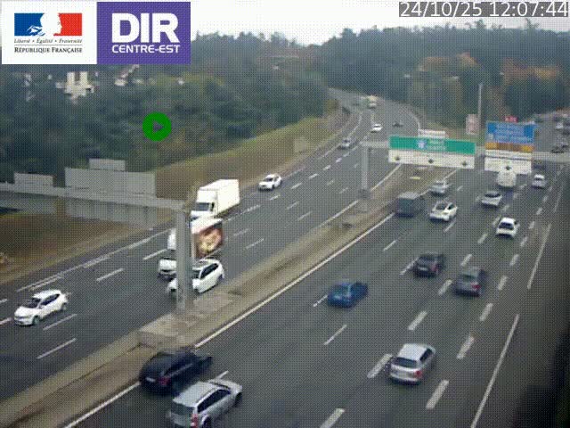 Caméra de circulation routière sur le boulevard périphérique Laurent Bonnevay de Lyon (D383) à hauteur de Bron, avant la jonction avec l'A43. Vue orientée vers l'échangeur