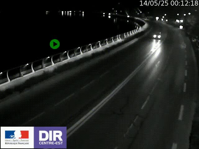 Webcam sur le quai Parjot à Vienne, aux Portes de Lyon, sur la Nationale 7, à la jonction avec le boulevard du Rhône-nord (D1407), caméra orientée vers Lyon