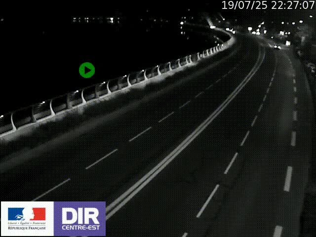Webcam sur le quai Parjot à Vienne, aux Portes de Lyon, sur la Nationale 7, à la jonction avec le boulevard du Rhône-nord (D1407), caméra orientée vers Lyon