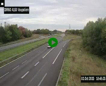 Webcam autoroute A150 à hauteur de La Vaupalière en périphérie de Rouen. Vue orientée vers Rouen