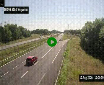 Webcam autoroute A150 à hauteur de La Vaupalière en périphérie de Rouen. Vue orientée vers Rouen