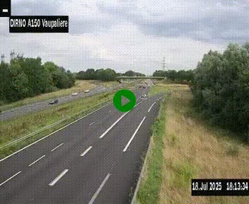 Webcam autoroute A150 à hauteur de La Vaupalière en périphérie de Rouen. Vue orientée vers Rouen
