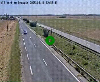 Webcam à hauteur de Vert-en-Drouais sur la N12, en périphérie de Dreux. Vue orientée vers Alençon
