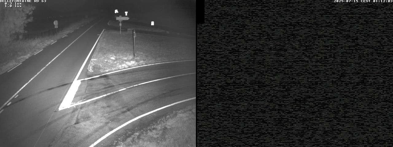 Webcam à Bellefontaine dans les Vosges à 552 mètres d'altitude sur la D63, à la jonction avec la D20A