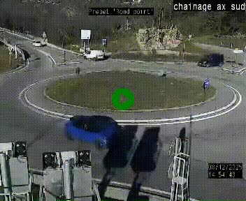 Webcam au nord d'Ax-les-Thermes au niveau de l'aire de chaînage de la N20. Vue orientée vers les Pyrénées, en direction de Pas de la Case