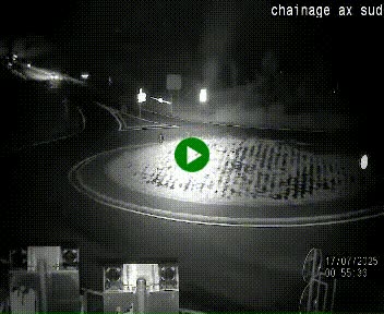 Webcam au nord d'Ax-les-Thermes au niveau de l'aire de chaînage de la N20. Vue orientée vers les Pyrénées, en direction de Pas de la Case