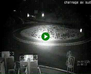 Webcam au nord d'Ax-les-Thermes au niveau de l'aire de chaînage de la N20. Vue orientée vers les Pyrénées, en direction de Pas de la Case