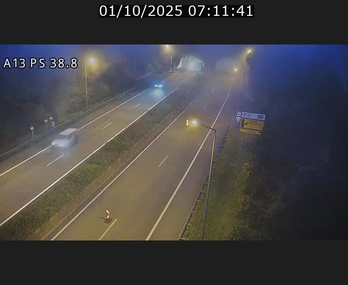 Webcam autoroute A13 à l'entrée ouest du tunnel Markusbierg à Schengen. Vue orientée vers Mondorf-les-Bains