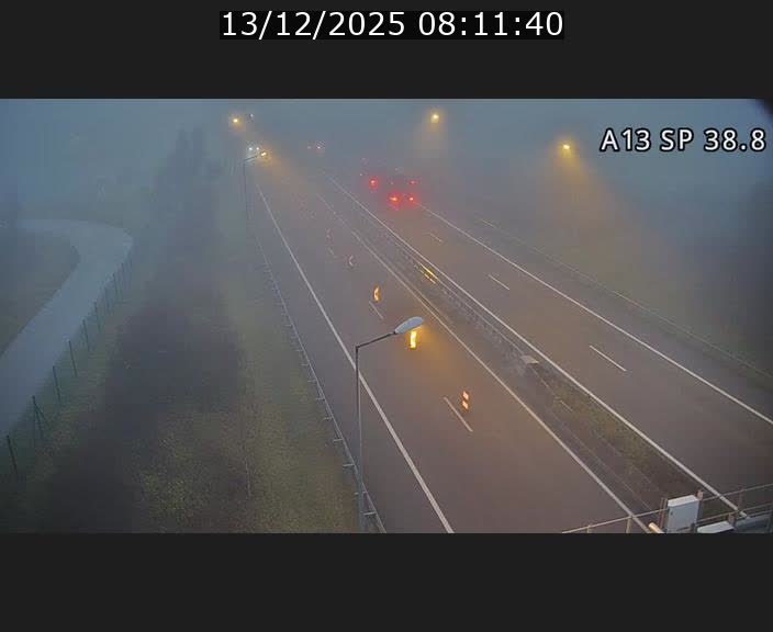 Webcam autoroute A13 à l'entrée ouest du tunnel Markusbierg à Schengen. Vue orientée vers le tunnel et l'Allemagne