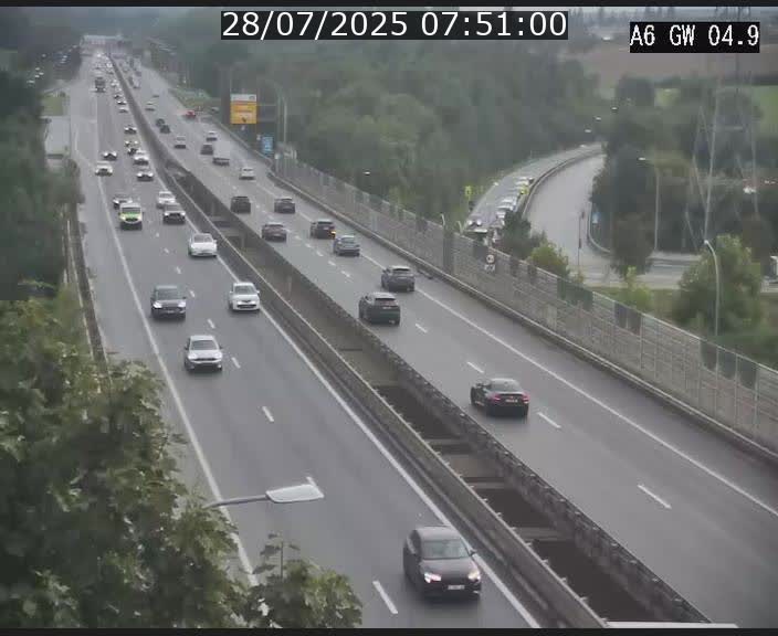 Traffic live webcam Luxembourg Croix de Cessange - A6 - BK 4.9 - direction Belgique