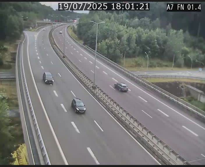 Caméra autoroute Luxembourg A7 - Tunnel Stafelter - direction Echangeur Grünewald