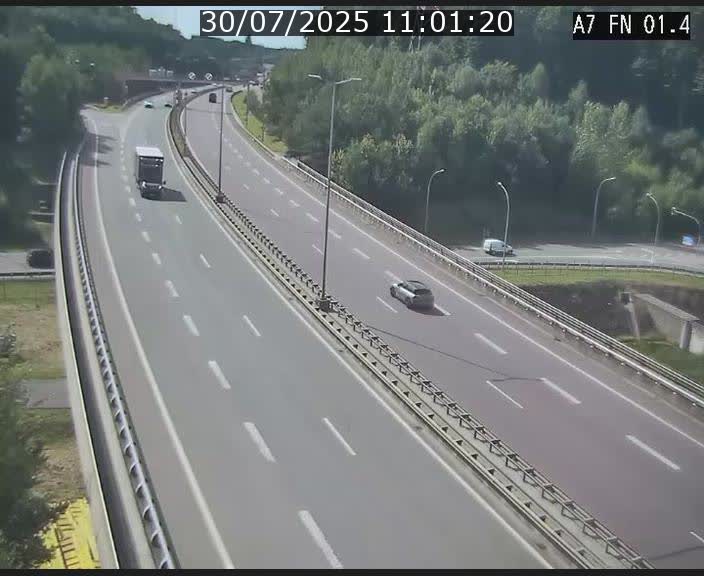 Caméra autoroute Luxembourg A7 - Tunnel Stafelter - direction Echangeur Grünewald