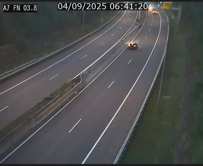 Caméra autoroute Luxembourg A7 - Passage à gibier Rëngelbour - direction Tunnel Stafelter