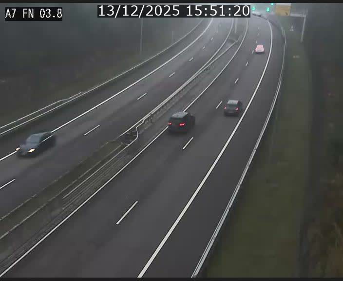 Caméra autoroute Luxembourg A7 - Passage à gibier Rëngelbour - direction Tunnel Stafelter