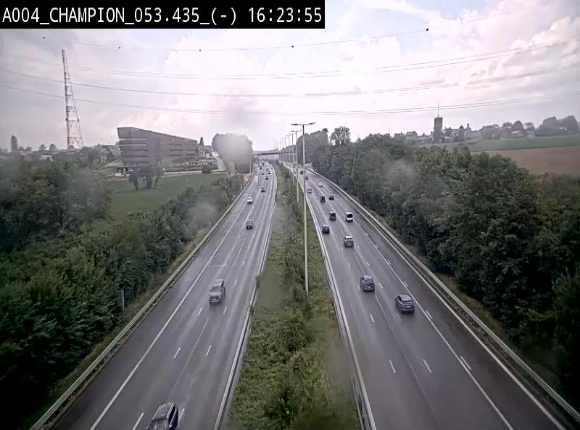 Webcam E411 à Champion, à proximité de Namur. Vue orientée vers Bruxelles