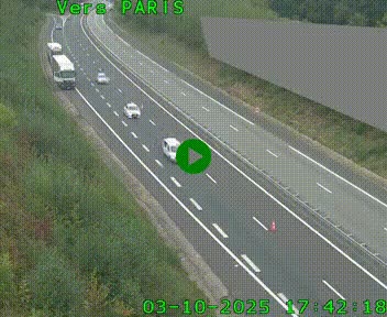 Caméra routière sur l'autoroute A20 à Saint-Pardoux-l'Ortigier, à la jonction avec l'A89. Vue orientée vers Paris