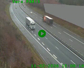 Caméra routière sur l'autoroute A20 à Saint-Pardoux-l'Ortigier, à la jonction avec l'A89. Vue orientée vers Paris