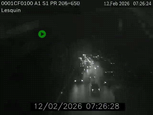 Webcam autoroute A1 à hauteur de Lesquin. Vue orientée vers Lille