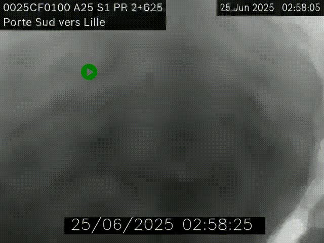Webcam autoroute A25 sur le périphérique de Lille à hauteur de Lille-Sud et la sortie 3 Faches-Thumesnil. Vue orientée vers Lille-Centre.