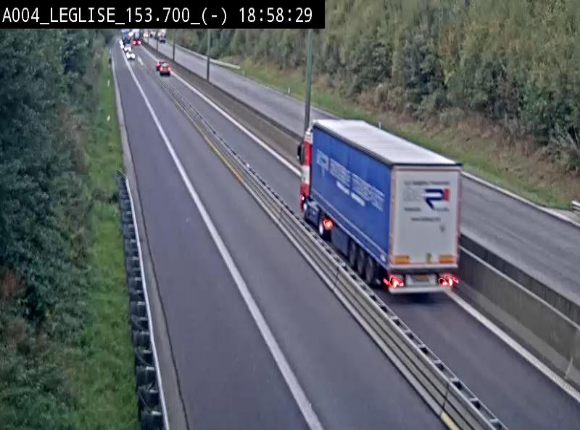 Webcam autoroute A4 (E411-E25) à Léglise, avant la jonction avec la N40. Vue orientée vers Bruxelles