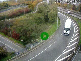 Caméra autoroute à la jonction entre l'A7 et la D301 (Boulevard urbain Sud de Lyon) à Feyzin, au sud de Lyon. Vue orientée vers Mions