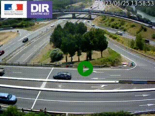 Webcam traffic à Grenoble-sud sur l'autoroute A480. Vue orientée vers l'entrée et la sortie de Grenoble