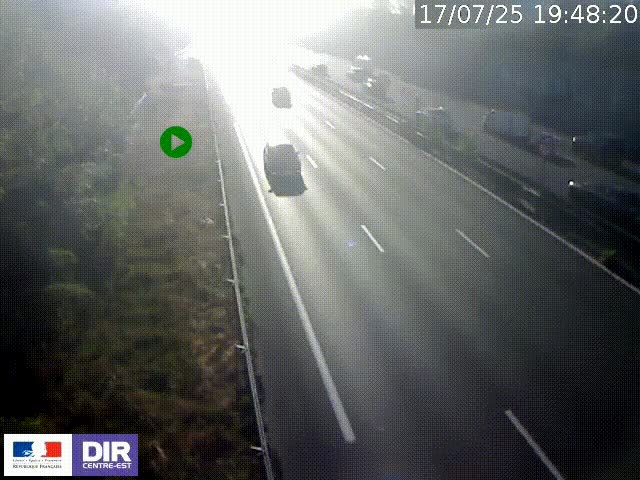 Webcam à Bron sur l'A43 à la jonction avec le boulevard périphérique de Lyon (D383). Vue orientée vers Lyon