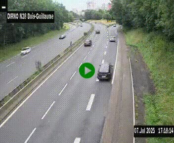 Webcam routière à hauteur de Bois-Guillaume en périphérie de Rouen. Vue orientée vers Rouen