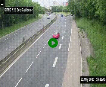 Webcam routière à hauteur de Bois-Guillaume en périphérie de Rouen. Vue orientée vers Rouen