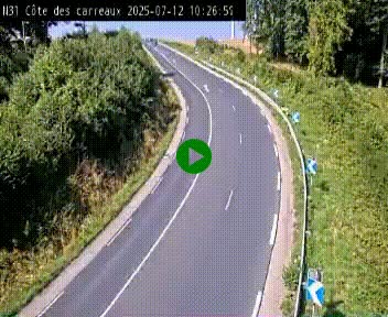 Webcam en haut de la Côte des Carreaux sur la N31 à Avesnes-en-Bray. Vue orientée vers Rouen