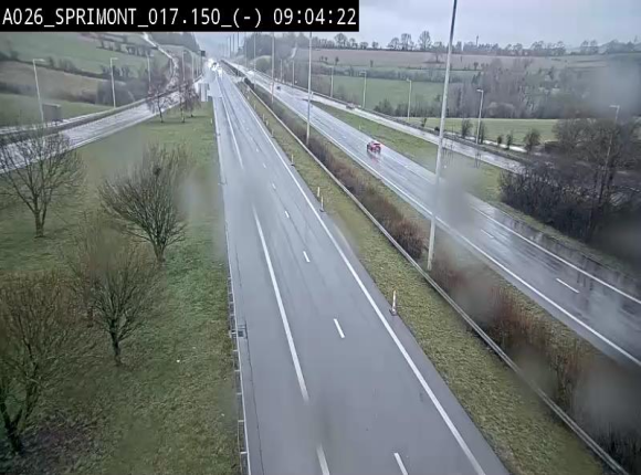 Webcam E25 (A26) à hauteur de Sprimont en direction de Liège et en provenance de Bastogne