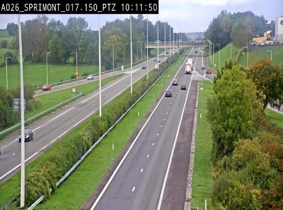 Webcam A26 (E25) à Sprimont, sur l'autoroute entre Liège et Arlon. Vue orientée vers le Luxembourg
