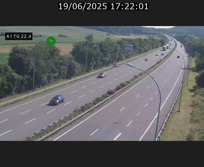 Traffic live webcam Luxembourg Flaxweiler - A1 direction Luxembourg - BK 22.4