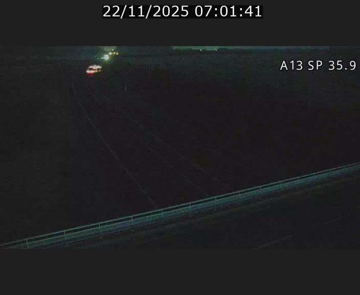 Webcam trafic sur A13 à l'entrée ouest du tunnel Markusbierg à Remerschen. Vue orientée vers Mondorf-les-Bains.