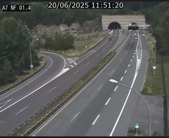 Caméra autoroute Luxembourg A7 - Echangeur Waldhaff - direction Tunnel Stafelter