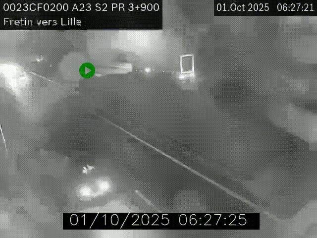 Webcam autoroute A23 à hauteur de Fretin. Vue orientée vers Lille