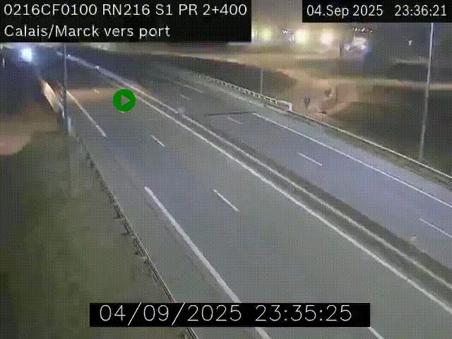 Webcam à Calais sur A216 (N216) en direction du port (harbour) de Calais.