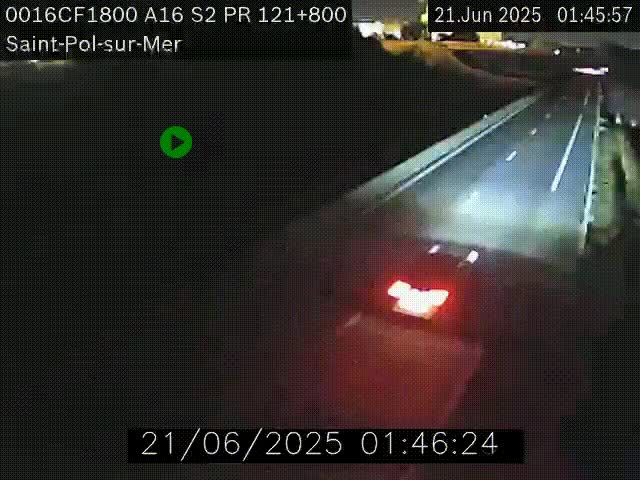 Webcam autoroute A16 à proximité de Dunkerque, à hauteur de la sortie Saint-Pol-sur-Mer. Vue orientée vers Calais