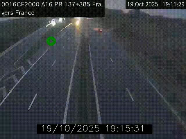 Webcam à la frontière franco-belge au niveau de Bray-Dunes/De-Panne sur l'autoroute A16. Vue orientée vers Calais