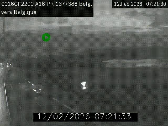 Webcam à la frontière franco-belge au niveau de Bray-Dunes/De-Panne sur l'autoroute A16. Vue orientée vers la Belgique