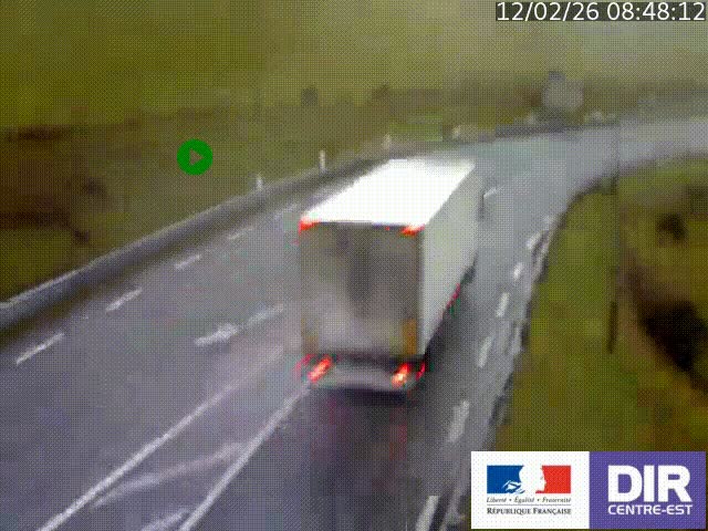 Webcam sur le col Pin Bouchain, vue orientée vers Roanne, en provenance de Lyon sur la nationale 7 (N7)