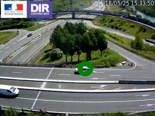 Webcam traffic à Grenoble-sud sur l'autoroute A480. Vue orientée vers l'entrée et la sortie de Grenoble