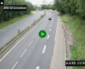 Webcam routière à hauteur de Bois-Guillaume en périphérie de Rouen. Vue orientée vers Rouen