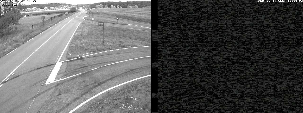 Webcam à Bellefontaine dans les Vosges à 552 mètres d'altitude sur la D63, à la jonction avec la D20A