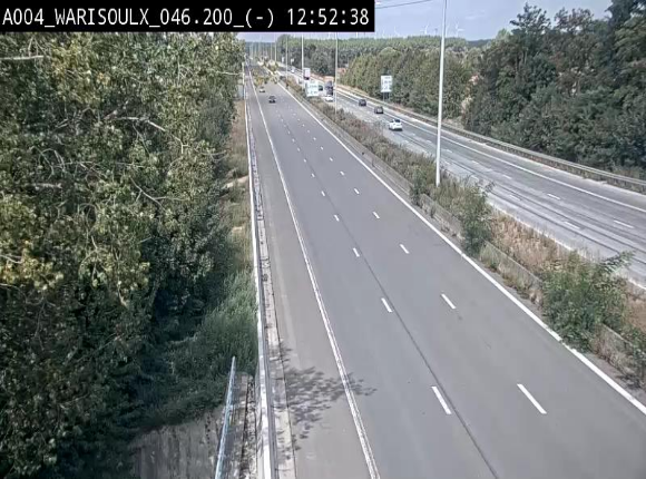 Webcam sur l'E411 à proximité de la jonction avec l'E42 à Warisoulx. Vue orientée vers le nord