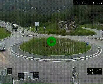 Webcam au nord d'Ax-les-Thermes au niveau de l'aire de chaînage de la N20. Vue orientée vers les Pyrénées, en direction de Pas de la Case