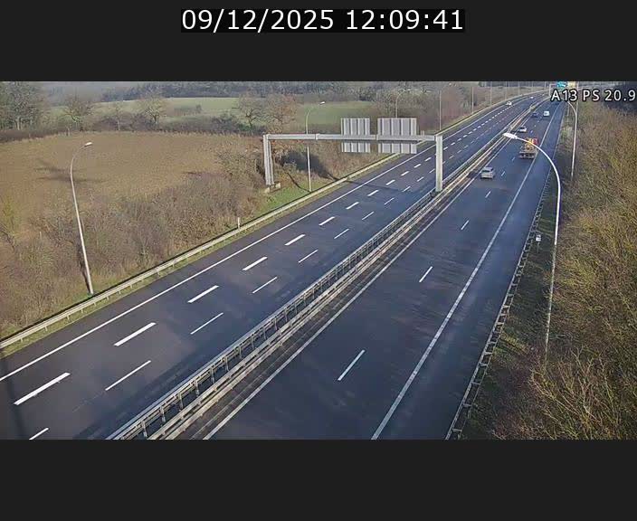 Traffic live webcam Luxembourg Croix de Bettembourg, rond-point d'Hellange - A13 direction Allemagne - BK 20.9