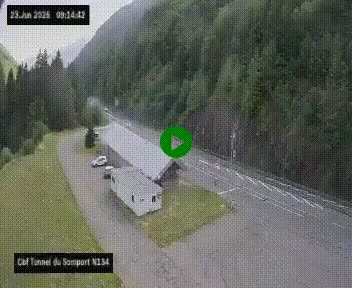 Webcam à l'entrée du tunnel du Somport, côté français, sur la N134, dans les Pyrénées, en direction de l'Espagne, à 1116 mètres d'altitude