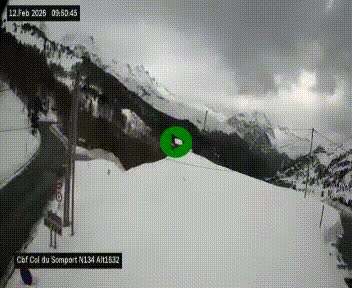 Webcam au col du Somport, côté français, sur la N134, dans les Pyrénées, en direction de l'Espagne, à 1632 mètres d'altitude