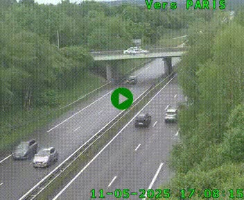 Caméra routière sur l'autoroute A20 au nord de Limoges, à la jonction avec la N520. Vue orientée vers Paris